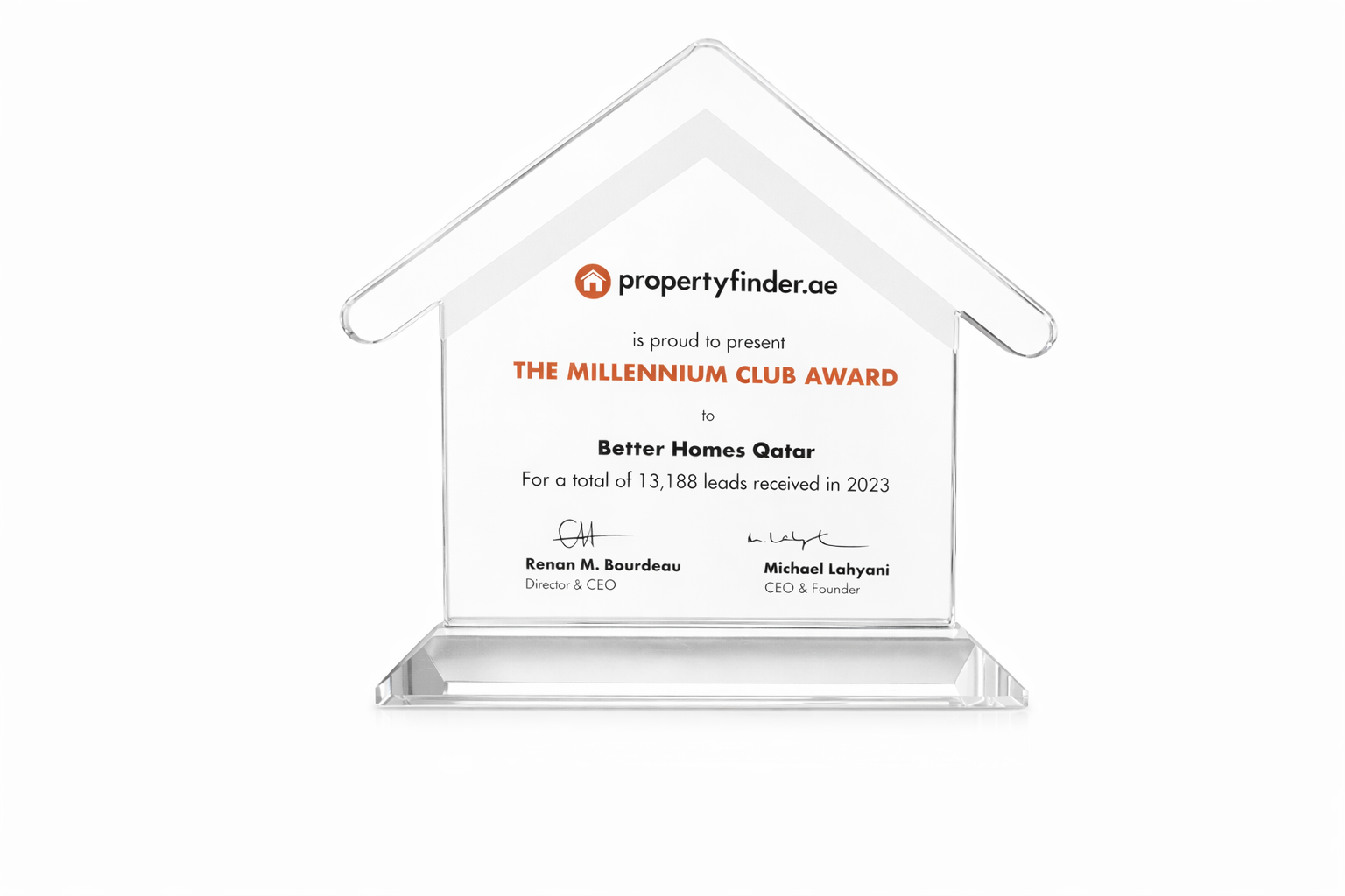 Recipient of the Millennium Club Award from Property Finder for 2023.